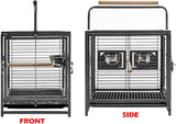 "Stylish Portable Bird Parrot Carrier Cage - Perfect for Travel (19" X 15" X 25"H, Black Vein)"