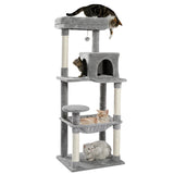 "Multi-Level Cat Tree Scratching Tower with Condo, Hammock, and Interactive Toy Ball"