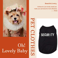 Stylish Black Cotton Security Dog & Cat Shirt - Summer T-Shirt for Dog & Cat 