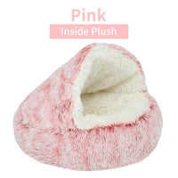 Cozy 2-in-1 Winter Plush Cat & Small Dog Bed & Sleep Bag 