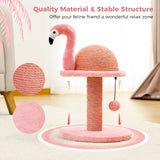 Sisal Cat Scratching Post with Flamingo Design for Small Cats - Pink