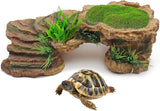 Small Turtle Basking Platform for Reptile Terrarium with Hideout Cave Ornament