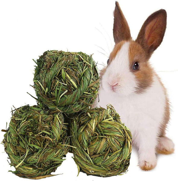 Small Animal Activity Play Chew Toy - Timothy Grass Rabbit Chew Ball for Rabbits, Hamsters, Guinea Pigs, and Gerbils