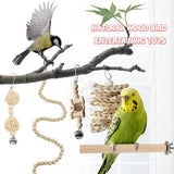 "Interactive Bird Toy Set with Perch Stand, Swings, and Chewing Toys - Perfect for Parrots and Small Birds!"