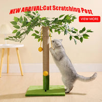 ```Indoor Cat Scratching Post with Sisal Rope and Green Leaves Design```