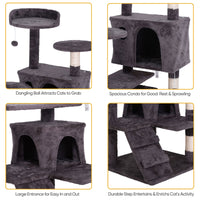 Multi-Level 55-Inch Cat Tree Tower Condo with Safety Features and Scratch Post