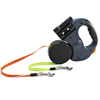 LED Auto Retractable Dog Leash with Dual-Headed Design & Convenient Storage Box 