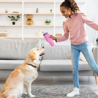 Durable Squeaky Dog Tumbler Toy for Aggressive Chewers with Safety Design and Fluff and Tough Materials - Blue