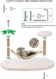 Coconut Palm Tree Cat Scratching Post - Natural Jute Sisal Scratch Pole Cat Scratcher with Hammock