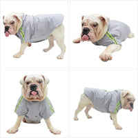 Trendy Lightweight Hooded Dog Raincoat - Zipper Closure Poncho with Reflective Strip for French Bulldogs & Pugs - Stylish Gray Design!