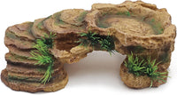 Small Turtle Basking Platform for Reptile Terrarium with Hideout Cave Ornament