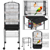 "Premium 59-Inch Wrought Iron Bird Cage with Rolling Stand"