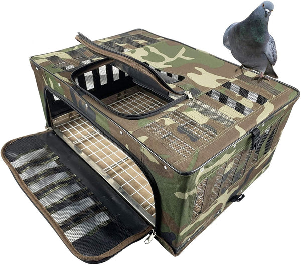 "Portable Foldable Metal Pigeon Cage with Canvas Transport - Ideal for Racing & Hunting!"