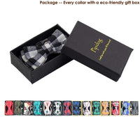 Adjustable Breakaway Cat Collar with Bell, Bow Tie, and Plaid Design - Black