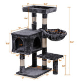 Deluxe 36" Gray Cat Tree Tower with Hammock & Scratching Posts 