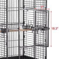 "Extra Large Rolling Bird Cage with Playtop for Parrots and Conures - 63''H"