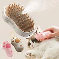 Electric Paw-Shaped Cat and Dog Grooming Brush with Steam and Water Spray for Bathing and Massage