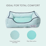 "Jonathan Adler Teal Chevron Cuddler Small Dog Bed - Washable and Stylish!"