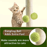 Cute Green Leaves Cat Scratching Post - Sisal Rope Indoor Cat Tree for Kittens and Cats