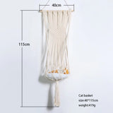 Bohemian Handwoven Cat Hammock Swing Bed - Stylish Macrame Wall Hanging for Home Decoration