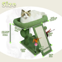 Green Desert Cactus Cat Tree with Condo, Scratch Post, Hammock, and Hanging Ball