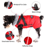 "Premium Waterproof Dog Jacket with Reflective Details - Warm Padded Coat & Harness for Large and Small Breeds, Perfect for Winter Adventures!"