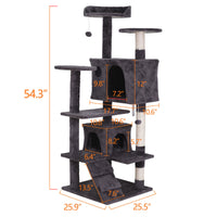 Multi-Level 55-Inch Cat Tree Tower Condo with Safety Features and Scratch Post