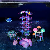 4 Pack Glow Aquarium Decorations Coral Reef Glowing Mushroom Anemone Simulation Glow Plant Glowing Effect Silicone for Fish Tank Decorations