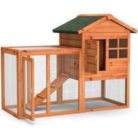 Deluxe 2-Story Wooden Rabbit & Chicken Hutch with Spacious Run Area