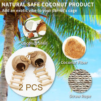 Natural Coconut Fiber Birdhouse Cage with Ladder 