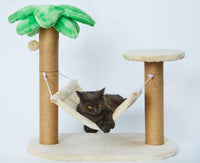 Coconut Palm Tree Cat Scratching Post - Natural Jute Sisal Scratch Pole Cat Scratcher with Hammock