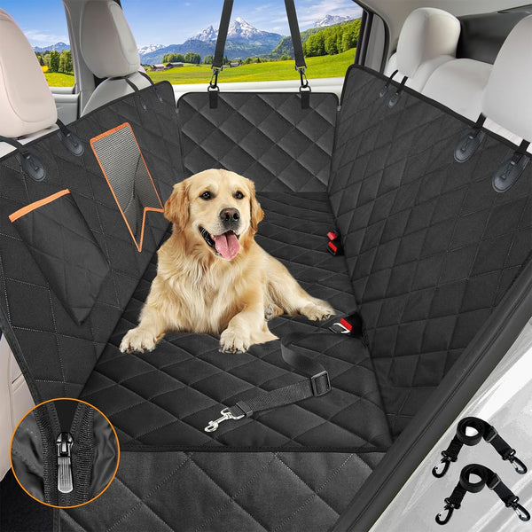 "Ultimate Waterproof Dog Car Seat Cover - Heavy Duty Hammock with Mesh Window & Anti-Scratch Nonslip Protection for Back Seat - Perfect for Cars, Trucks & SUVs!"