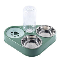 500ML Dog Bowl Cat Feeder Bowl with Dog Water Bottle Automatic Drinking Pet Bowl Cat Food Bowl Pet Stainless Steel Double 3 Bowl