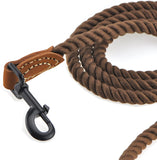 Cotton Rode Leash for Dog with Leather Tailor Tip and metal clasp 