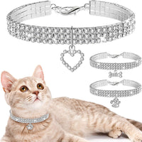 3 Pieces Bling Rhinestones Dog & Cat Collars Glitter           