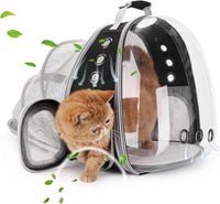 Bubble Expandable Cat Backpack Pet Travel Carrier for Cats and Dogs (Black-Expandable)