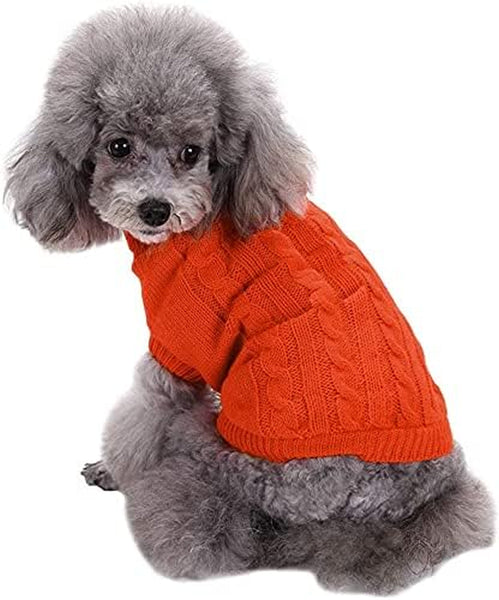 Pet Knitted Sweater for Small Dogs and Cats - Warm and Cozy Winter Apparel in Orange (XX-Small)