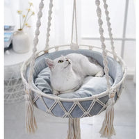 Bohemian Handwoven Cat Hammock Swing Bed - Stylish Macrame Wall Hanging for Home Decoration