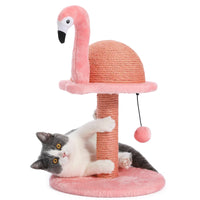 Sisal Cat Scratching Post with Flamingo Design for Small Cats - Pink