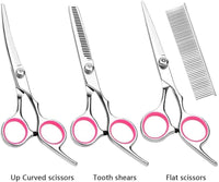 Professional Dog Grooming Scissors Set - Stainless Straight, Curved & Thinning Shears