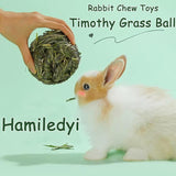 Small Animal Activity Play Chew Toy - Timothy Grass Rabbit Chew Ball for Rabbits, Hamsters, Guinea Pigs, and Gerbils