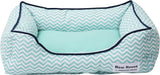 "Jonathan Adler Teal Chevron Cuddler Small Dog Bed - Washable and Stylish!"