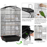 64" Large Rolling Metal Bird Cage with Open Top, Black