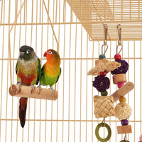 39-Inch Almond Metal Parrot Cage for Small Birds