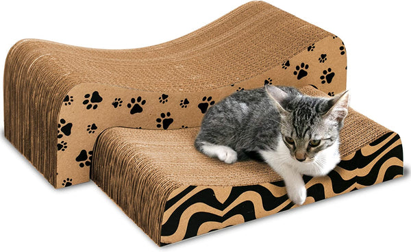 Dual Function Cat Scratcher - Durable Cardboard Scratching Board for Indoor Cats