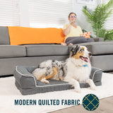 "Cozy Quilted Memory Foam Dog Couch: The Ultimate XXL Washable Dog Bed with Calming Nonslip Bottom!"