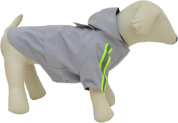 Stylish & Functional Hooded Dog Raincoat - Lightweight Rain Jacket with Zipper & Reflective Strip for All Dog Sizes - Gray XXXL