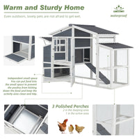 Spacious 81" Wooden Chicken Coop for 6-8 Chickens - Multi-Level Outdoor Hen House with Nesting Boxes 