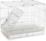 Portable Collapsible Metal Parrot Carrier - Beak-Proof Cage with Stainless Steel Bowls & Wooden Perch