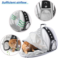 Bubble Expandable Cat Backpack Pet Travel Carrier for Cats and Dogs (Black-Expandable)